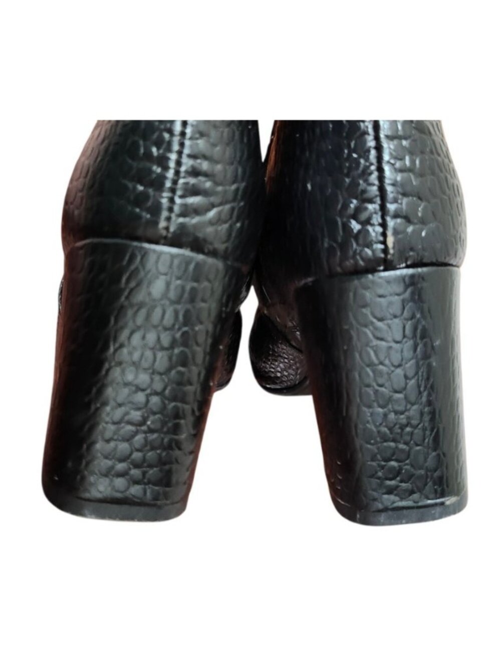 Aquatalia Black Croc Embossed Leather Ankle Boots Women's 7.5 Italy Waterproof - Picture 10 of 15